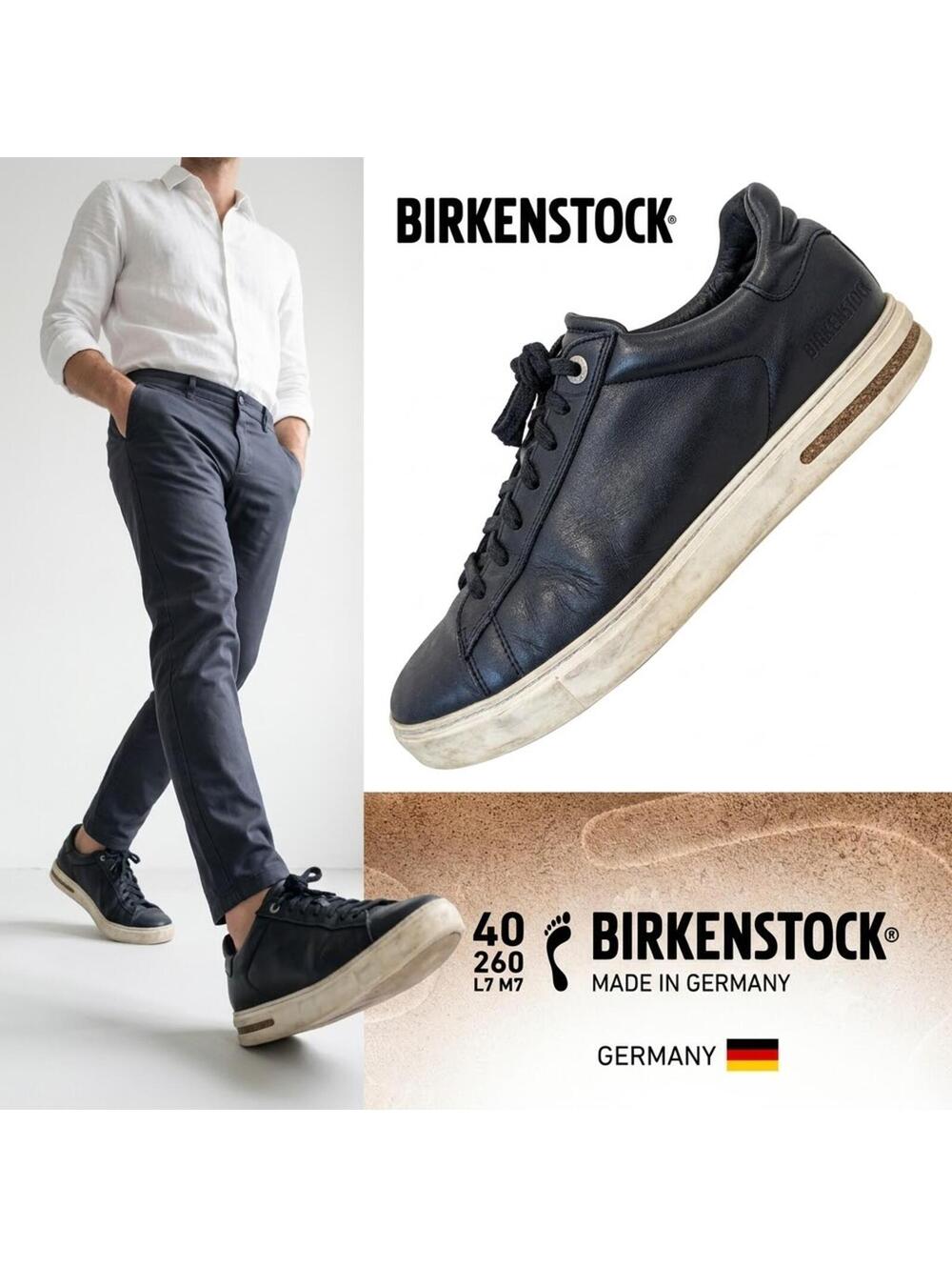 Birkenstock Bend Low Men Sneakers Germany Leather Black US 7